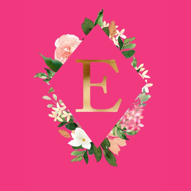 Fleurs Bouquet Boho Monogram E personnalisable