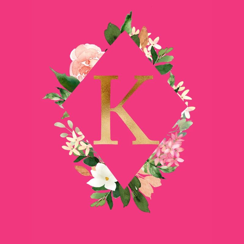 Fleurs Bouquet Boho Monogram K personnalisable