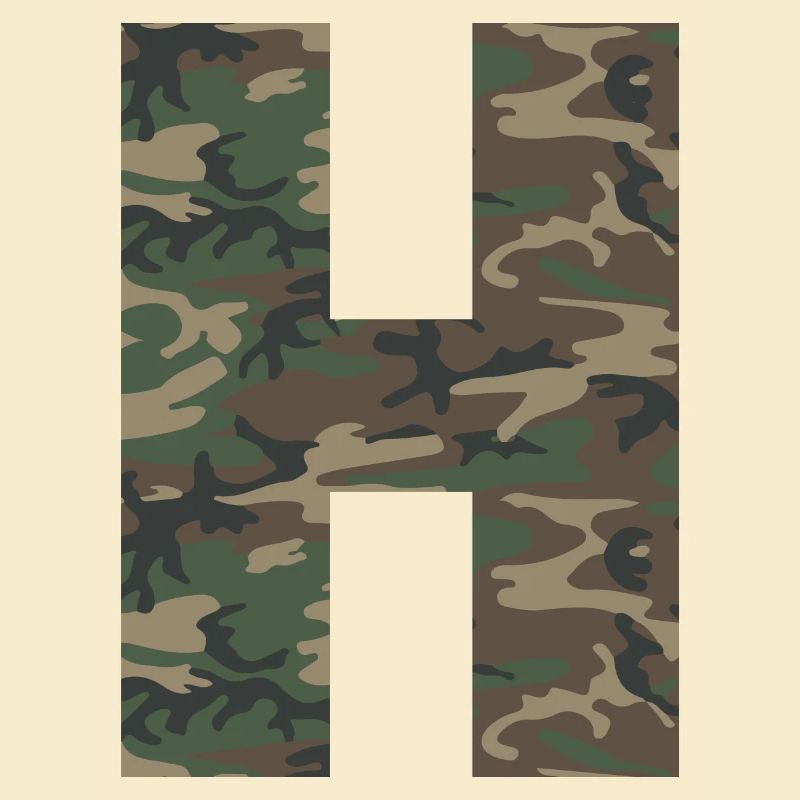 Tough letter H in camouflage pattern!