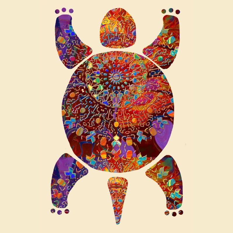 extravagant boho turtle mosaic colorful glitter