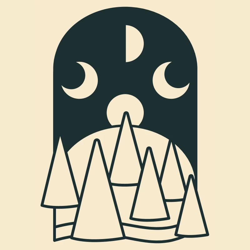 BOHO Mondphasen bogen mit Wald