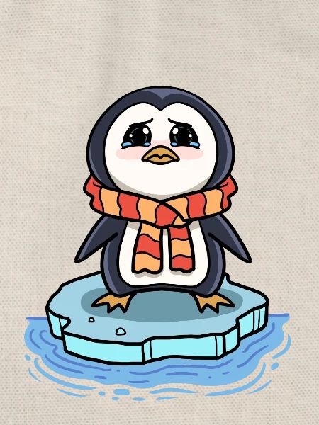 Trauriger Pinguin Eisscholle Klimawandel