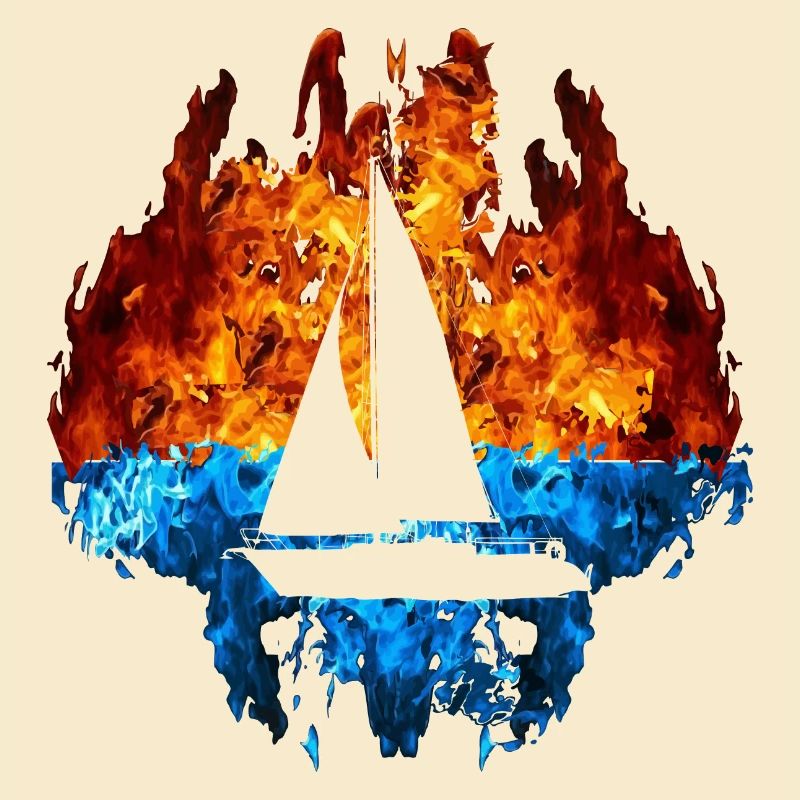 Sail Red Blue Fire Sailboat Sailor Sailing