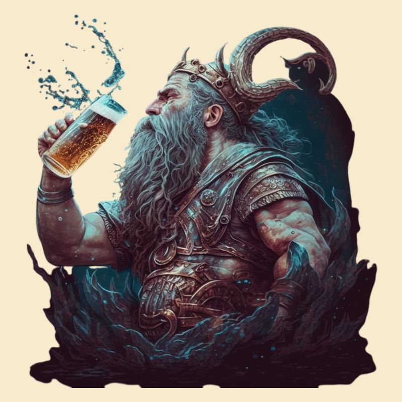 Neptun der römische Gott mit Bier