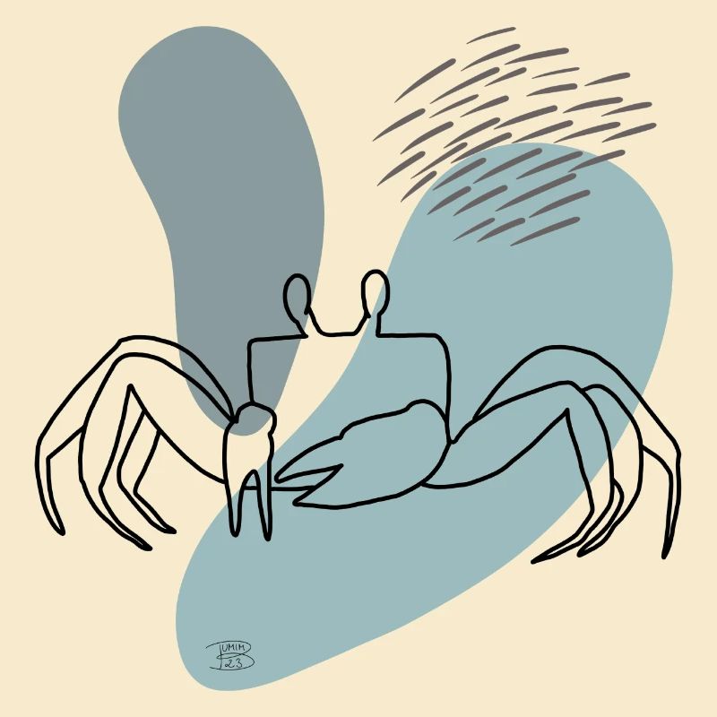 "Crab", Boho Line Art Design, Series "Ocean"