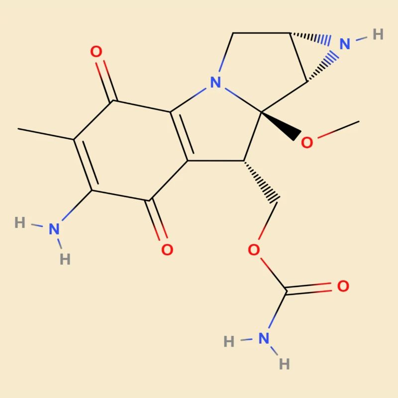 Mitomycin C Molekül - Farbige Strukturformel