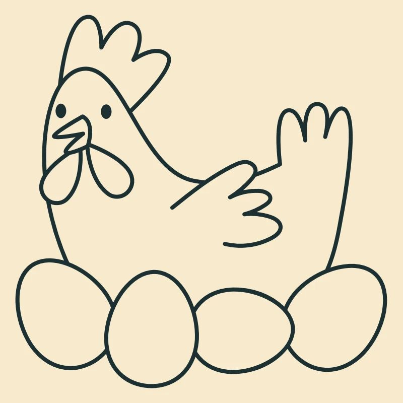 Chicken chook with eggs