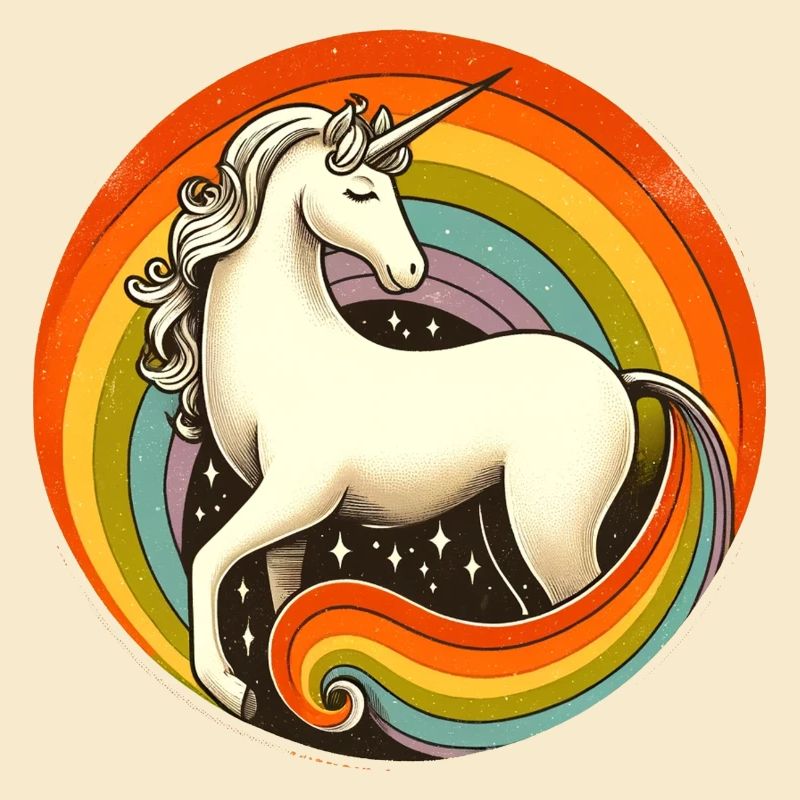 Retro 1980 Regenbogen Einhorn