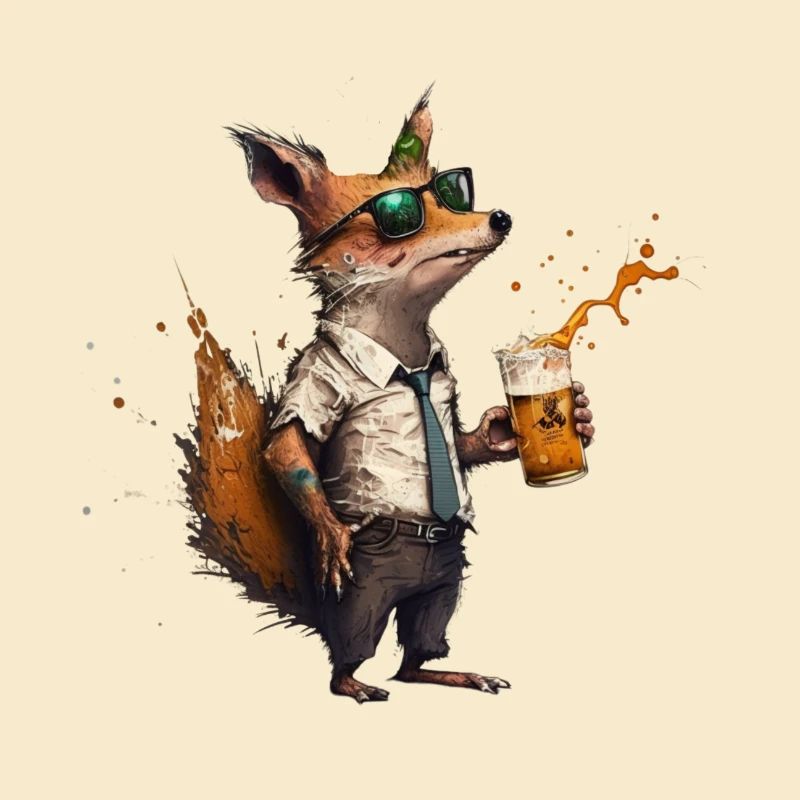 Casual fox with beer