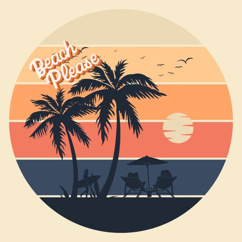 Hot Summer, ‘Beach Please’ Retro Design