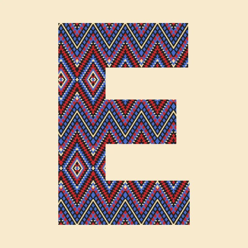 Monogram Letter E- boho colorful design
