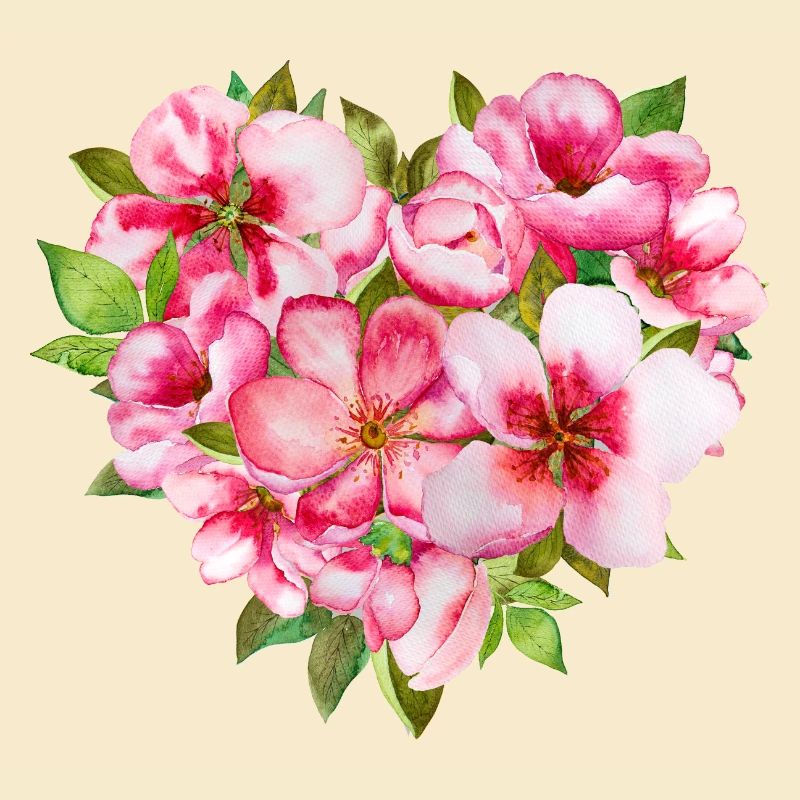 Muttertagsherz mit rosa Blüten