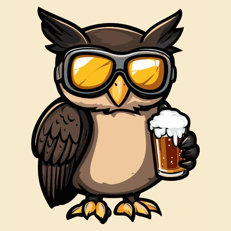 Eule Apres Ski Bier Comic