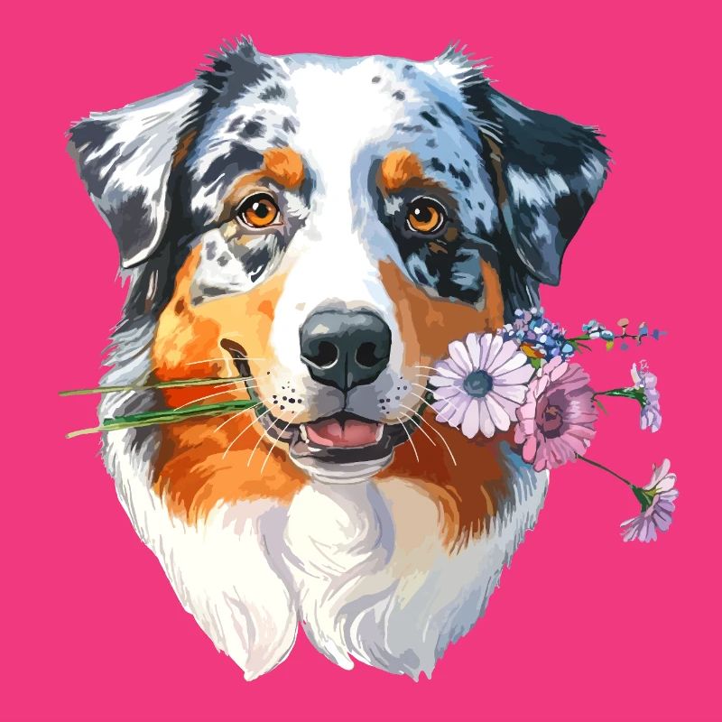 Aussie mit Blumen
