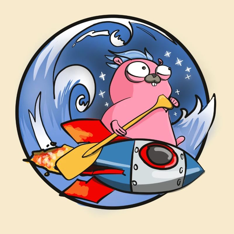 GoLang Gopher rocket paddle
