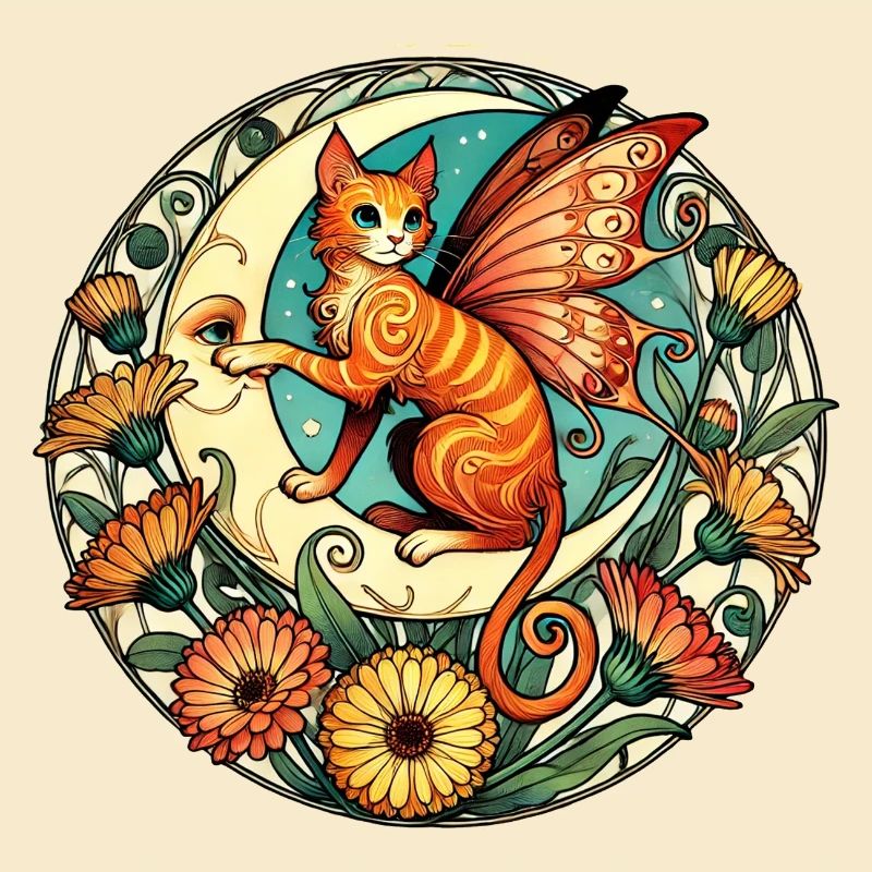 Illustration de fée chat roux