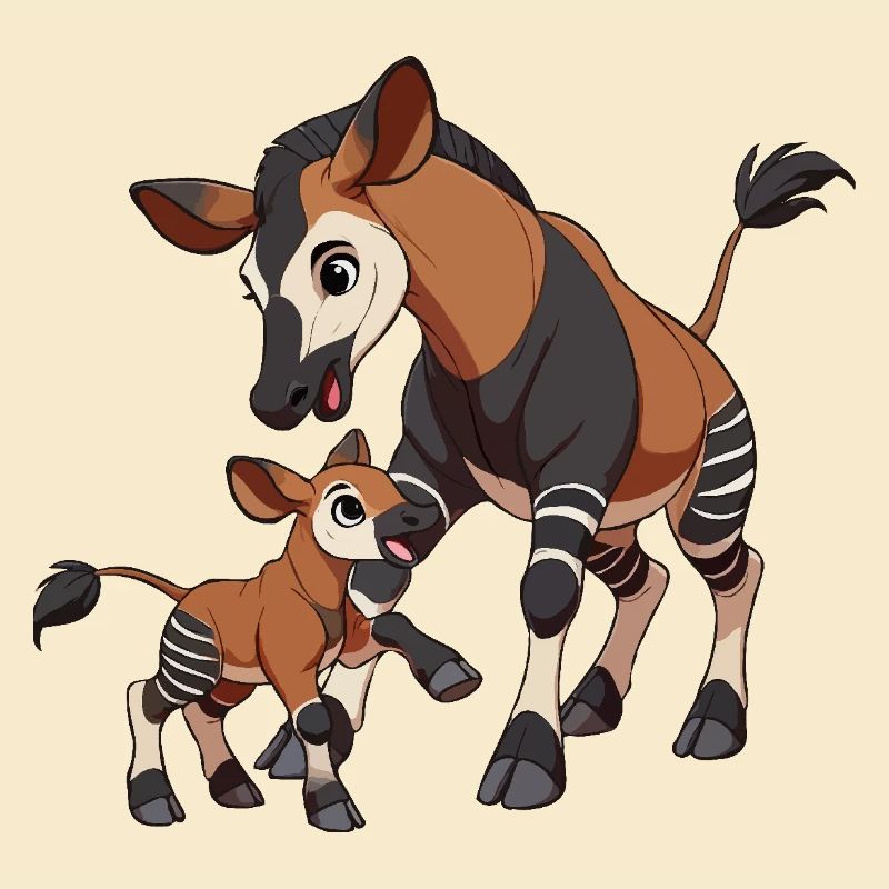 Okapi Mutter und Kind