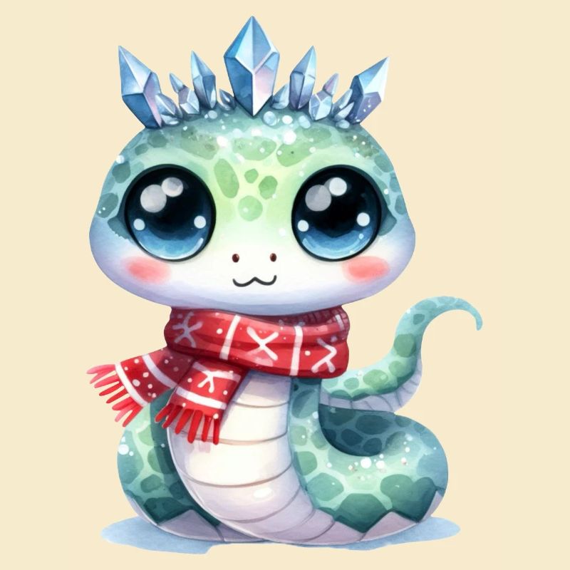 Serpent mignon avec Couronne de cristal de glace