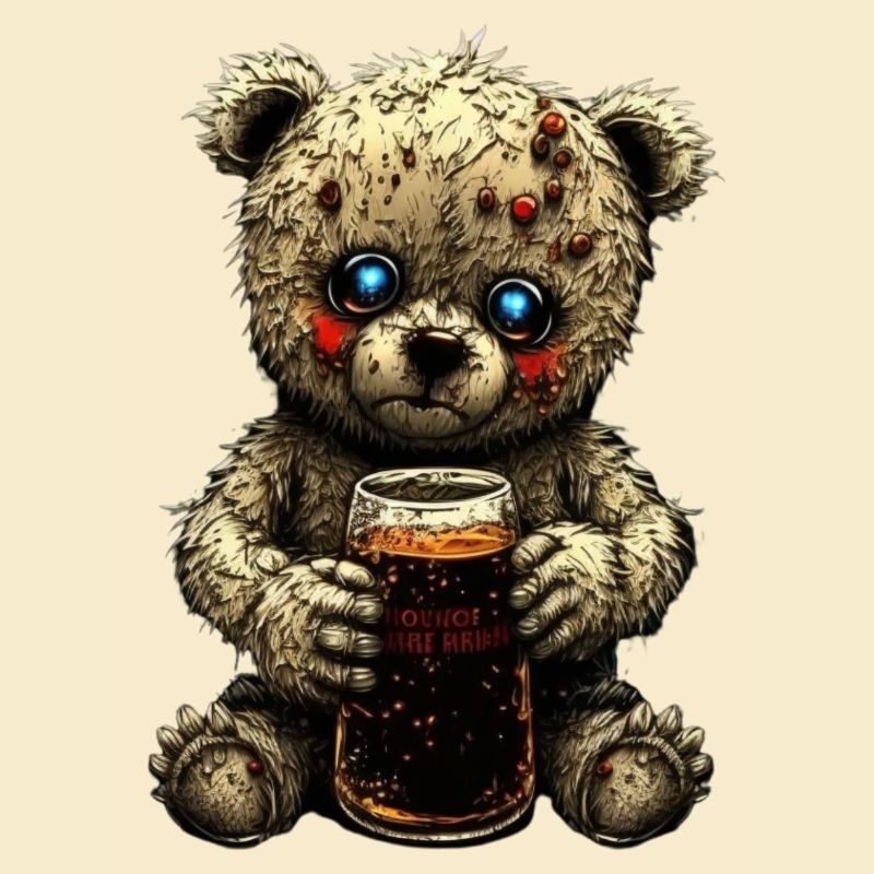 Guseliger Teddy mit Bier