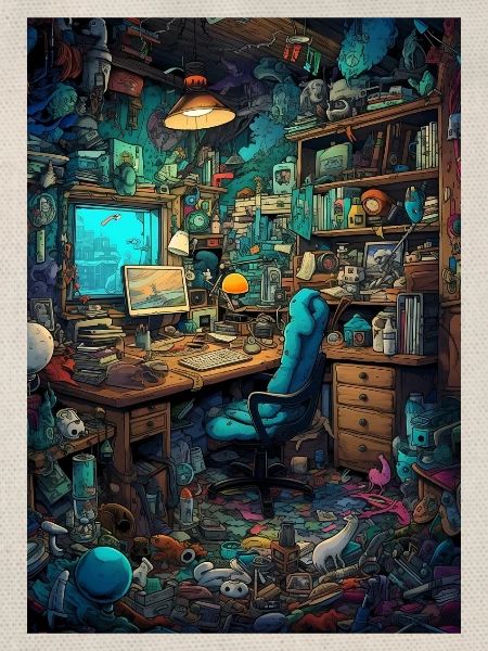 Wohnraum eines Computer Nerds