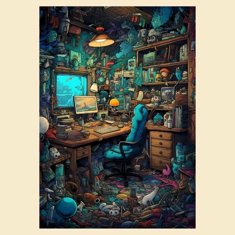 Wohnraum eines Computer Nerds