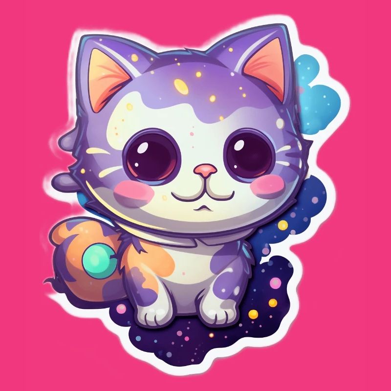 Mignon chat de dessin animé flottant dans l’espace