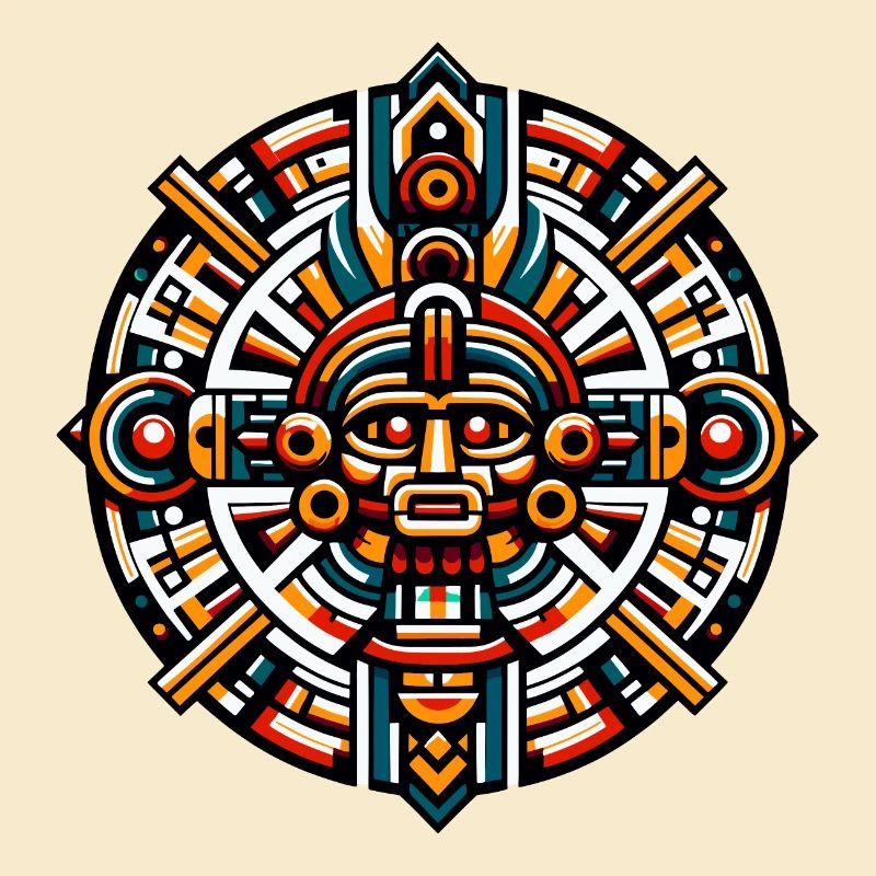 Aztec Deity Mandala: Geometric Tribal Artwork