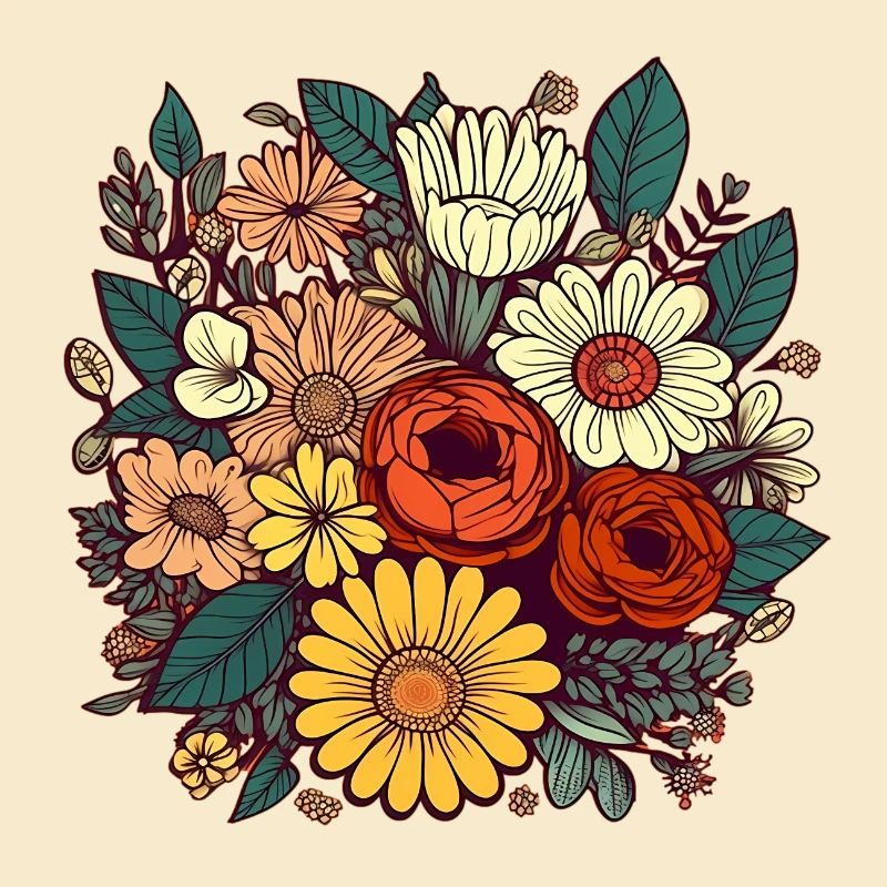 Fleurs dans le style boho retro 01