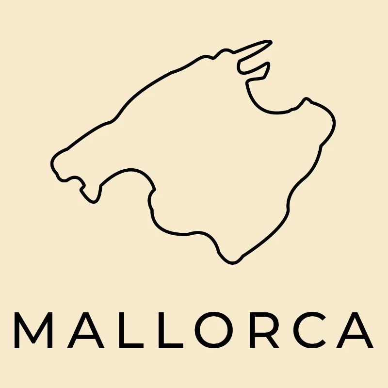 Mallorca Map Outline with Black Text