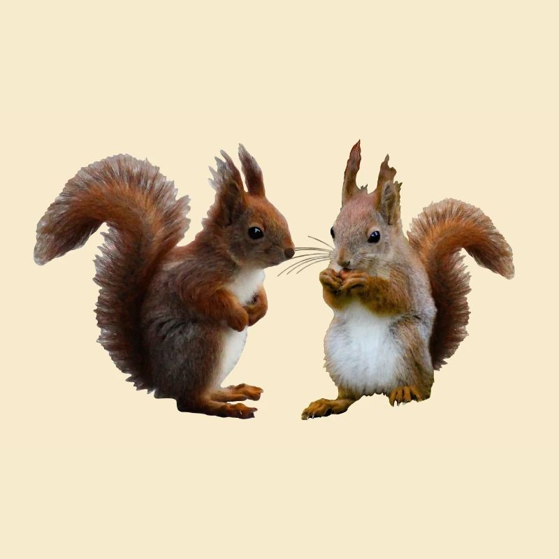 Eichhörnchen Pärchen, Eichhörnchen mit Nuss