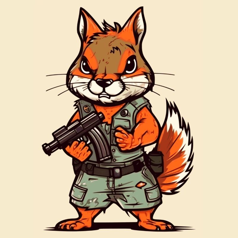 Eichhörnchen bis an die Zähne bewaffnet