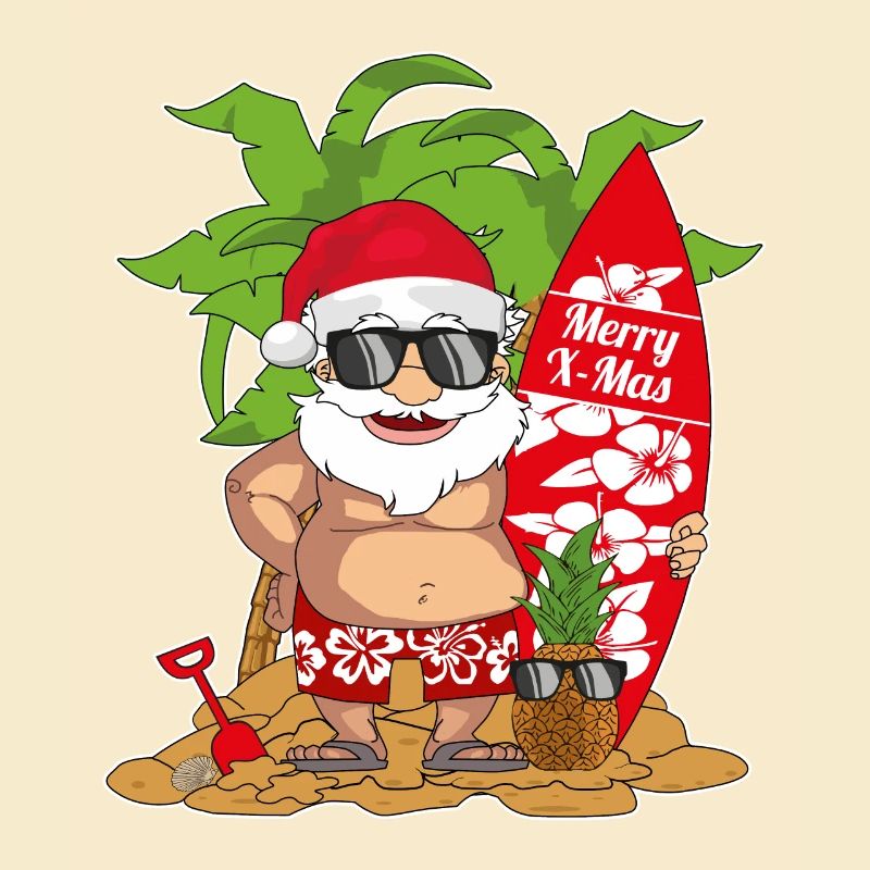 Weihnachtsmann Surfen Surfboard Strand Geschenk