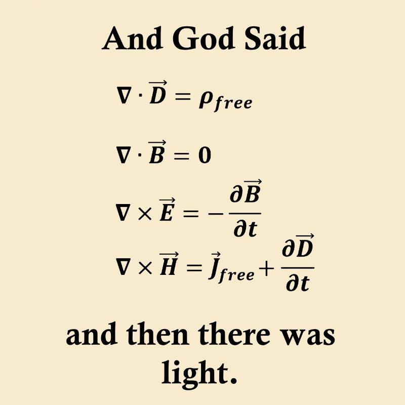 Maxwell équations Dieu lumière physique nerd science