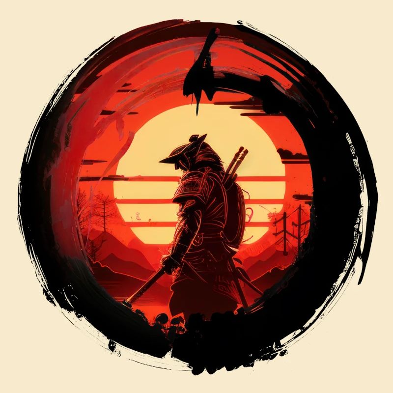 Samurai - Sunset with Enso Circle
