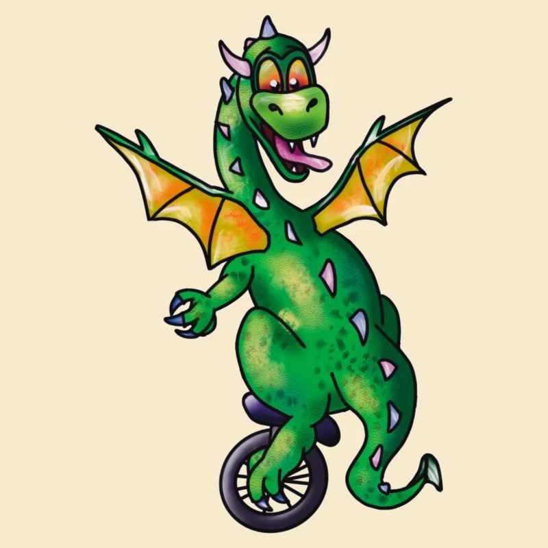 Drache auf Einrad