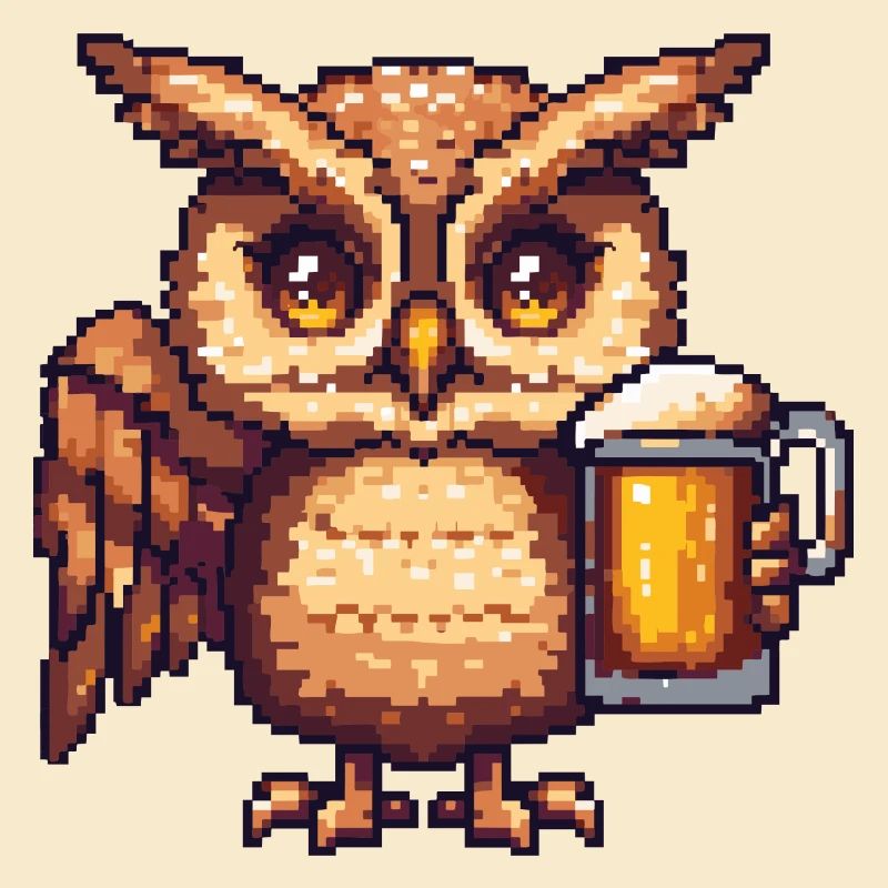 Eule Bier Pixel