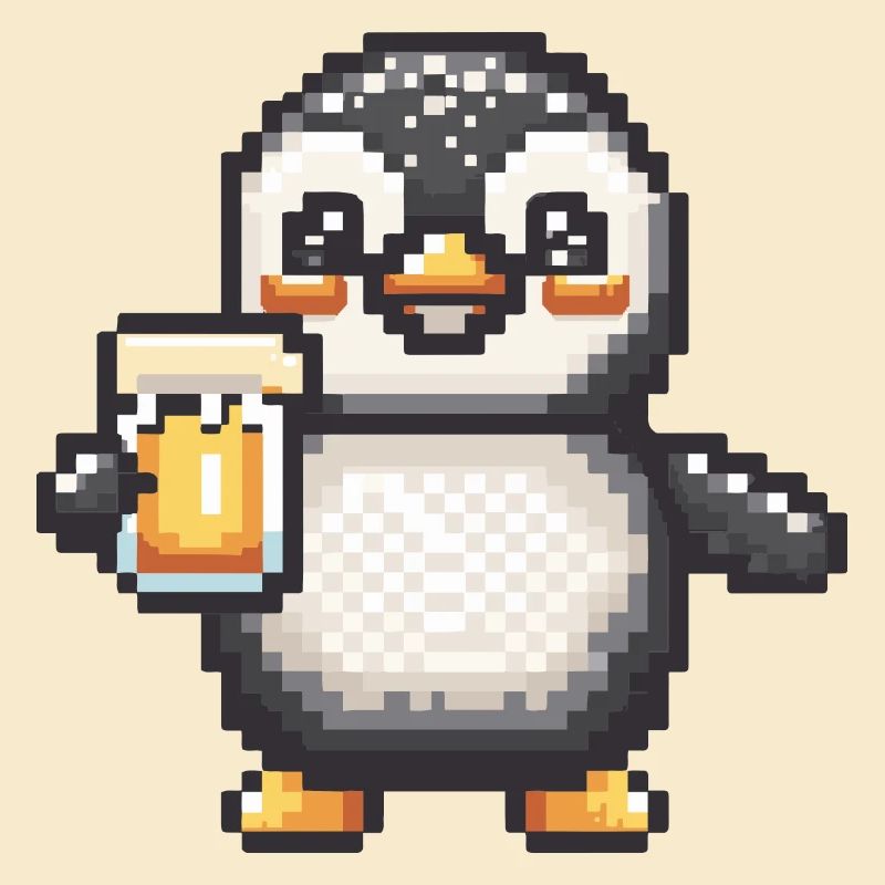 Pingouin bière pixel