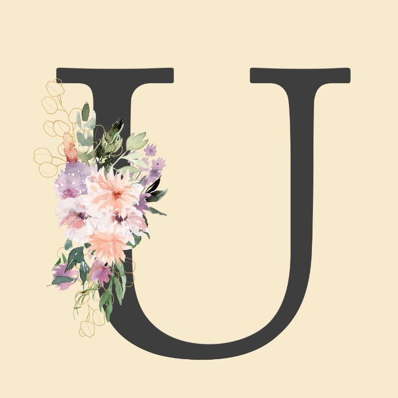 Buchstabe U, Monogramm, Blumen