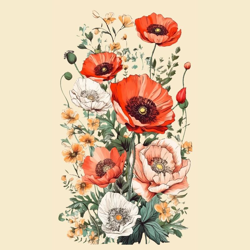Wunderschönes Boho Mohn Herbarium Bouquet