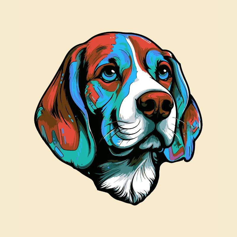 Portrait de chien Beagle Coloré