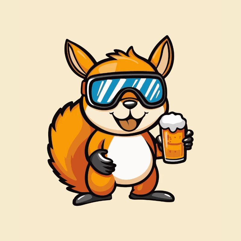 Eichhörnchen Ski Bier