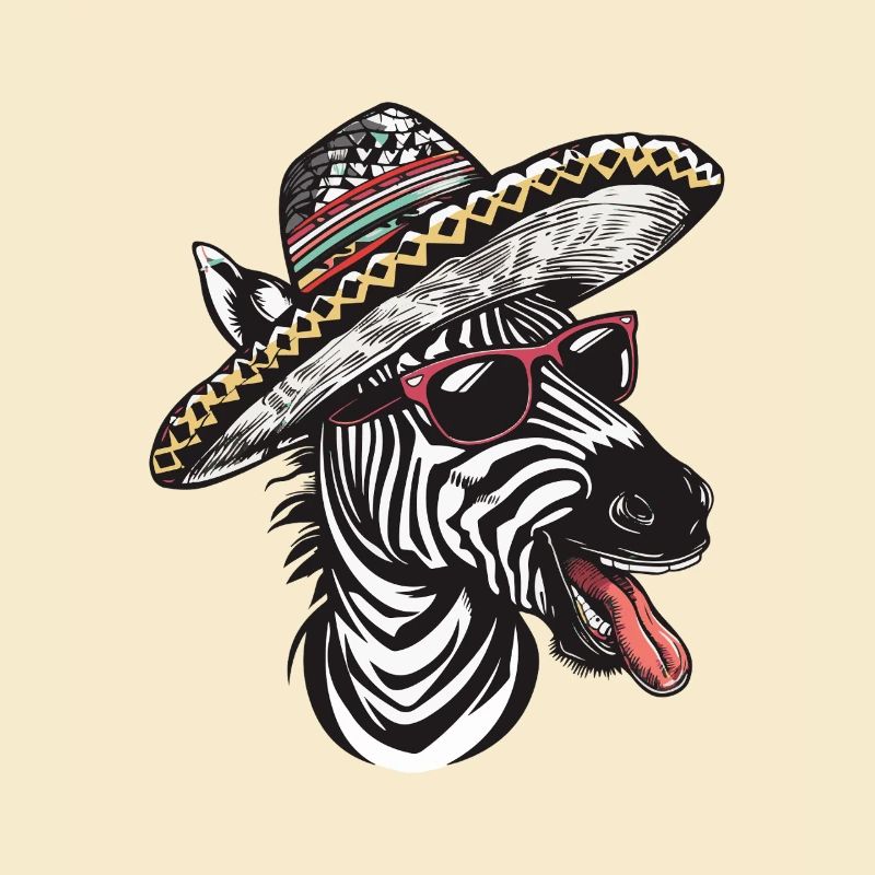 Zebra Comic Funny Sombrero