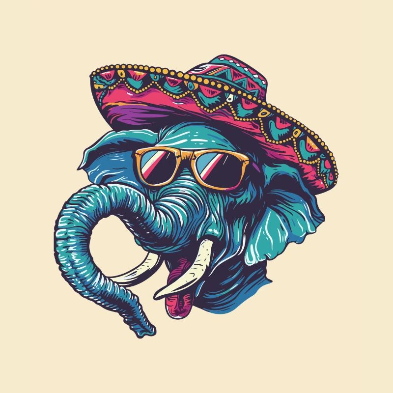 Elephant Comic Funny Sombrero