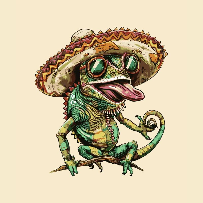 Chameleon Funny Sombrero
