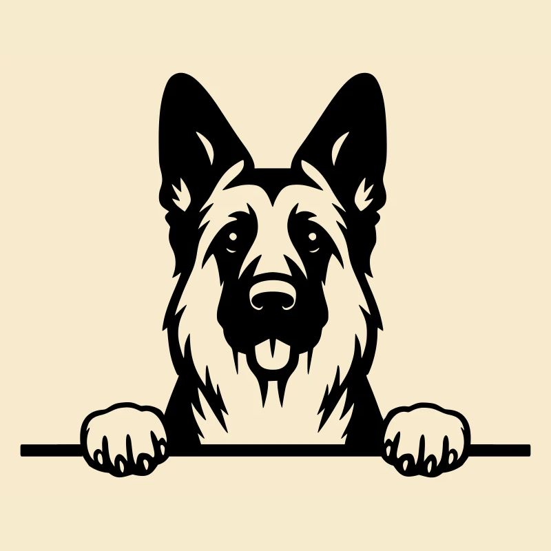 Peeking German Shepherd - DSH - Vector
