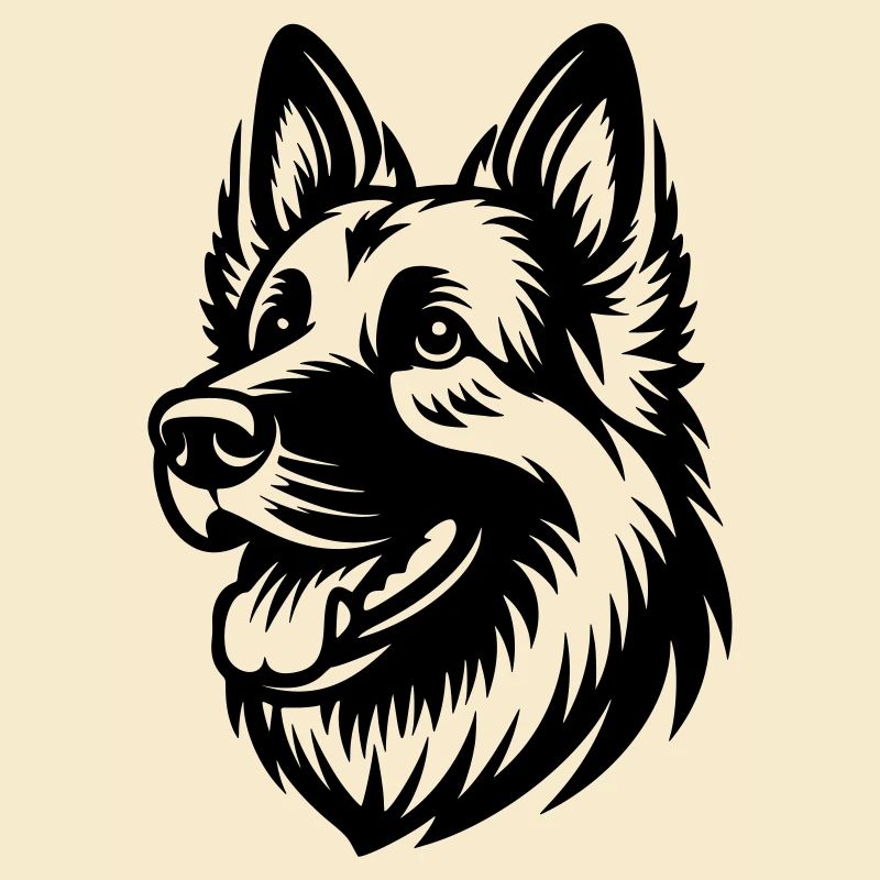 German Shepherd Drawing Head