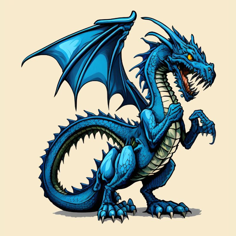 Cool Blue Comic Dragon