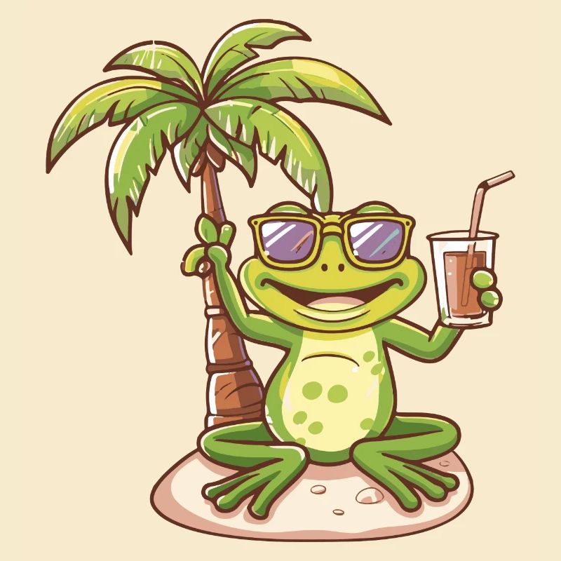 Frosch Sommer Strand Comic