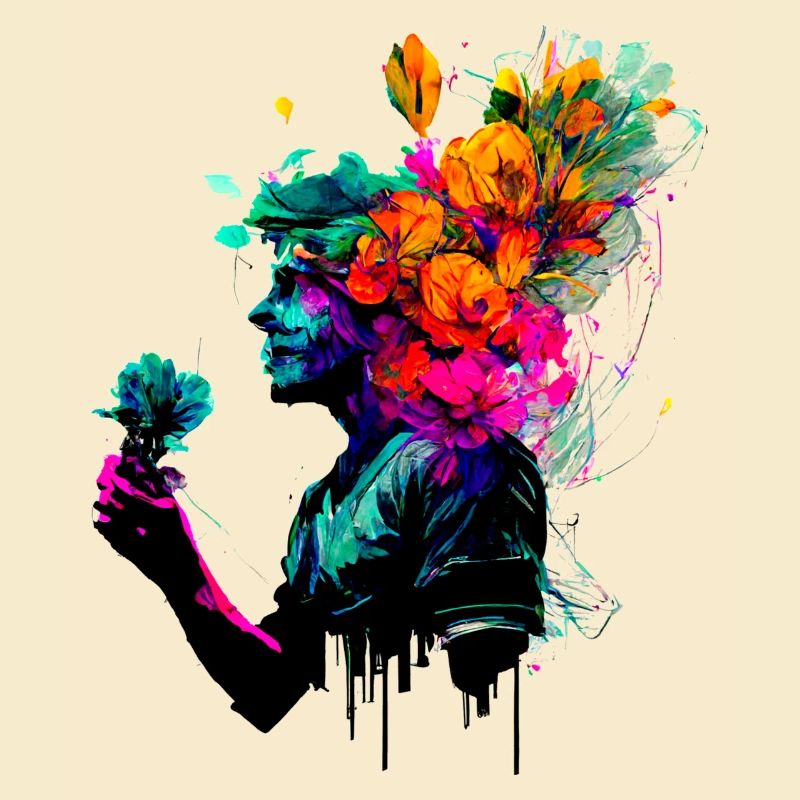 Psychedelic Artwork - Man with Flowers