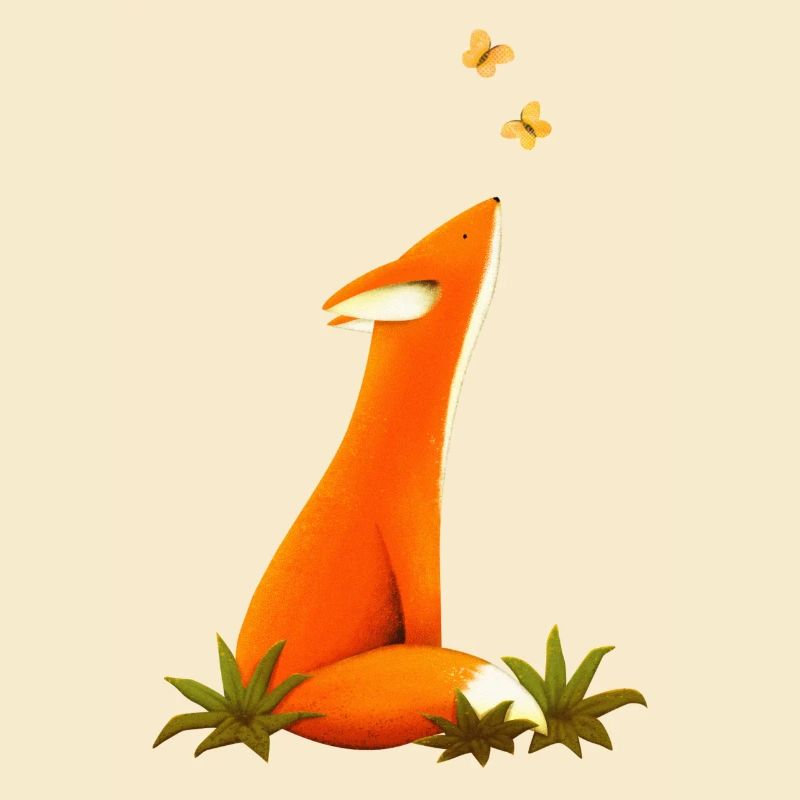 Fuchs und Schmetterlinge, Tiere, Tierkinder